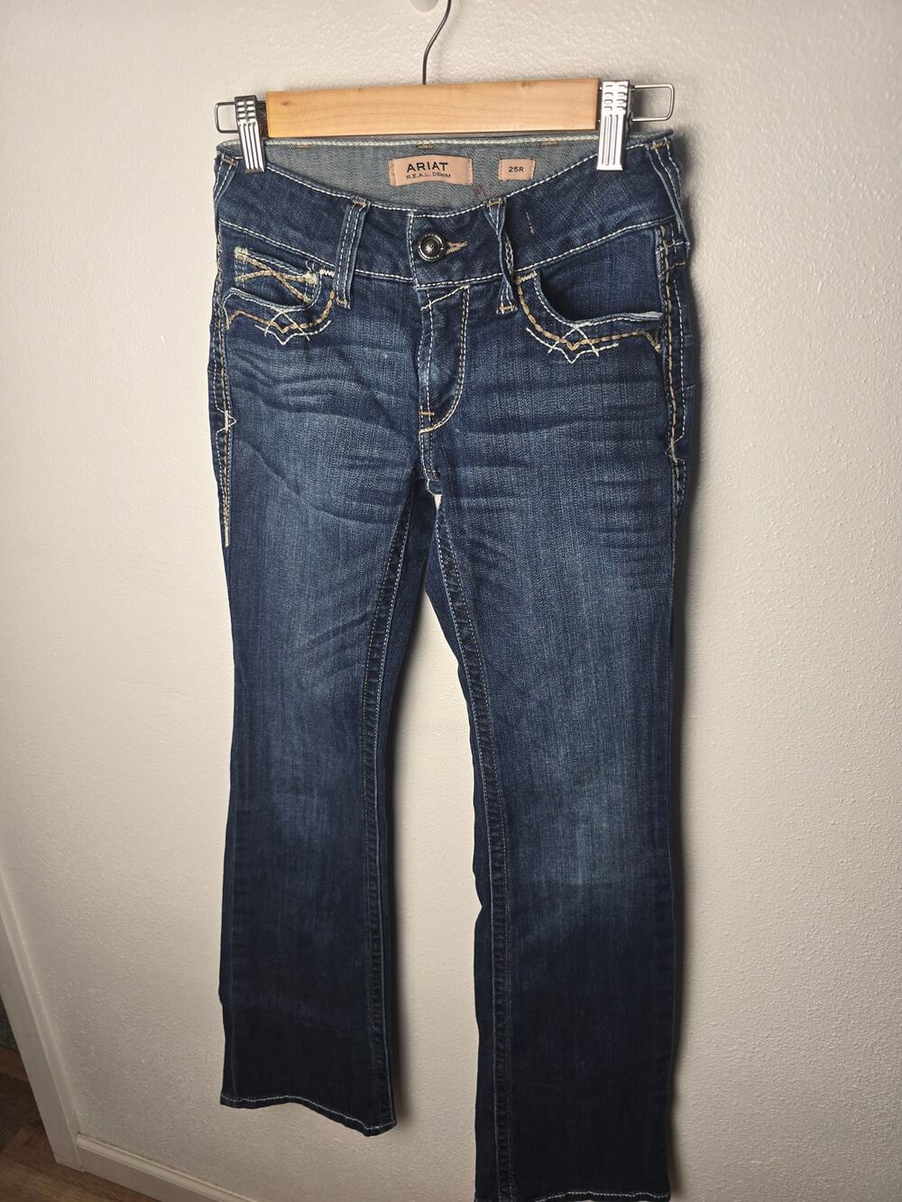 Ariat REAL Marine Entwined Jeans Womens 25R Mid Rise Bootcut Western Dark Wash